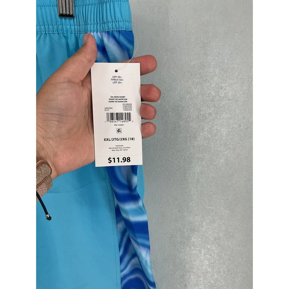 Ocean Gear Boys Swim Shorts Turquoise Swirl UPF 50 Plus XXL 18